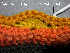 Wavy Stitch Slouch Hat 4 - beginning shell st