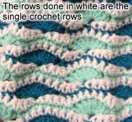 Wavy Stitch sc row done in white -1