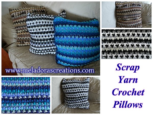 Scrap Yarn Crochet Pillow Combined 600 WM