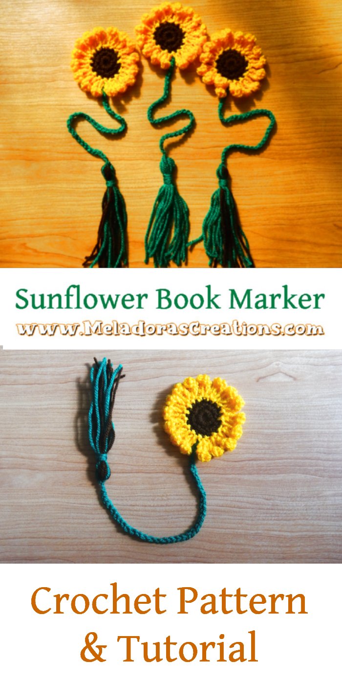 Sunflower Book Marker Free Crochet Pattern
