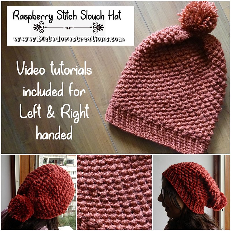 Raspberry Stitch Slouch Hat - Free Crochet Pattern