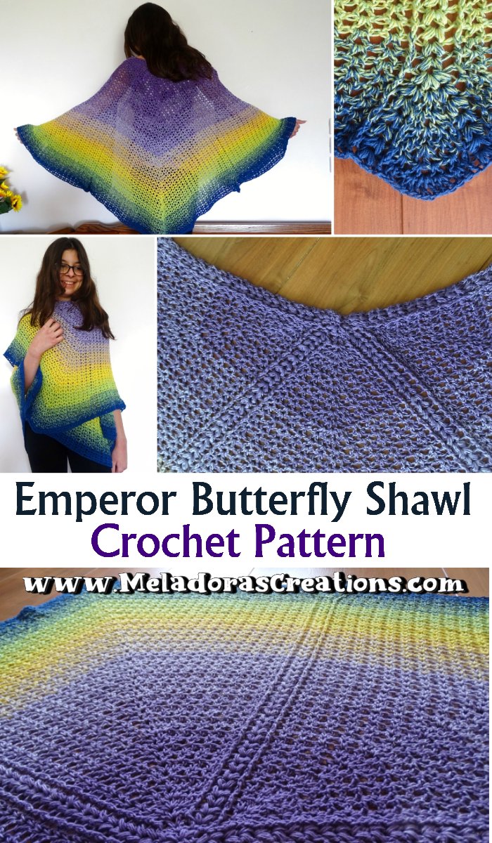 Emperor Butterfly Shawl Crochet Free Pattern and Crochet Tutorial
