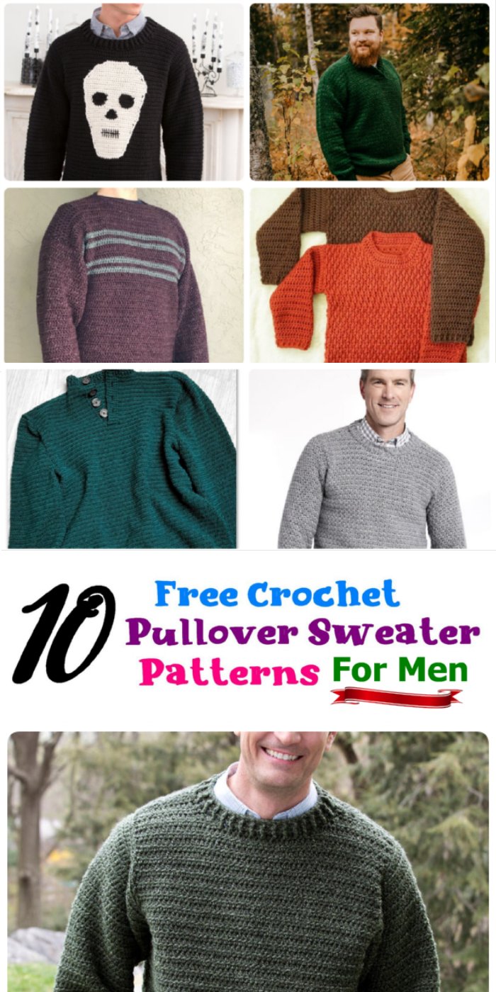 10 Free Crochet Pullover Sweaters for Men – Free Crochet Pattern Round up