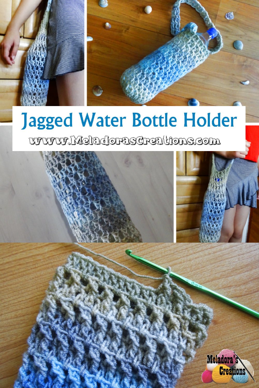 Jagged Crochet Water Bottle Holder Pattern and Video tutorial